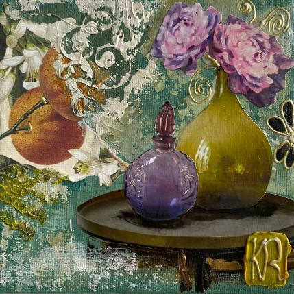 Painting Au jardin  by Romanelli Karine | Painting Figurative Acrylic, Gluing Still-life