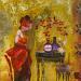 Painting Carmen  by Romanelli Karine | Painting Figurative Life style Acrylic Gluing Posca Pastel Gold leaf Paper