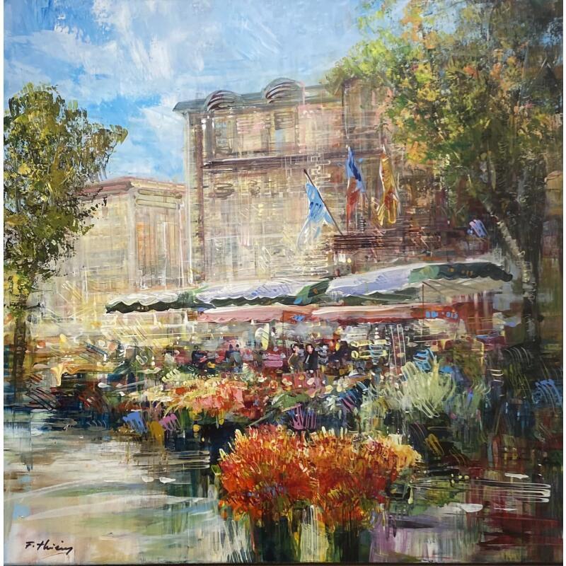 Painting Aix , marché à la Mairie by Frédéric Thiery | Painting Figurative Acrylic Life style