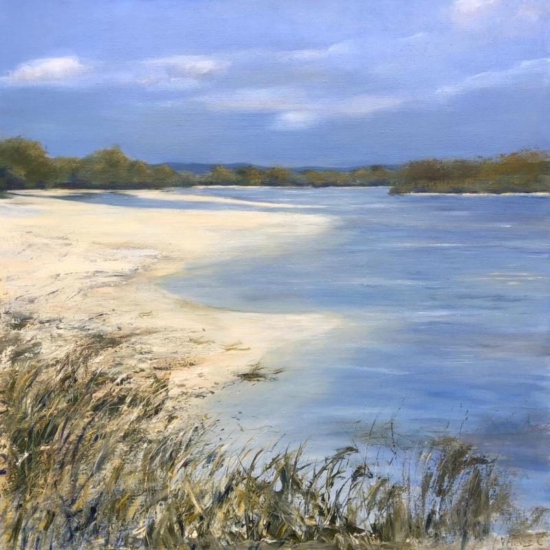 Painting Bancs de sable à La Ménitré by Fièvre Véronique | Painting Figurative Acrylic Nature