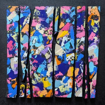 Painting Bc8 touche bleu fushia jaune by Langeron Luc | Painting Subject matter Acrylic, Resin, Wood