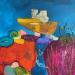 Painting La faille by Lau Blou | Painting Abstract Landscapes Acrylic Gluing Pastel Gold leaf