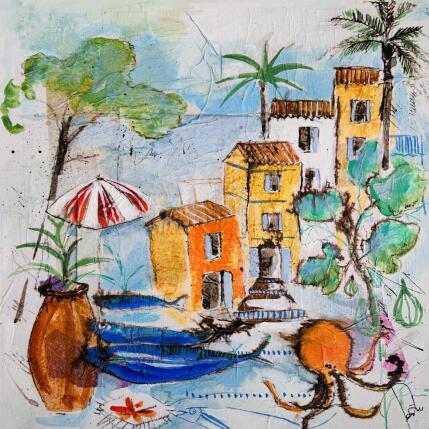 Painting La danse du poulpe by Colombo Cécile | Painting Naive art Acrylic, Gluing, Ink, Pastel, Watercolor Landscapes, Life style, Nature