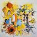 Painting English yellow by Colombo Cécile | Painting Naive art Landscapes Nature Life style Watercolor Acrylic Gluing Ink Pastel