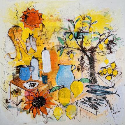 Painting English yellow by Colombo Cécile | Painting Naive art Acrylic, Gluing, Ink, Pastel, Watercolor Landscapes, Life style, Nature