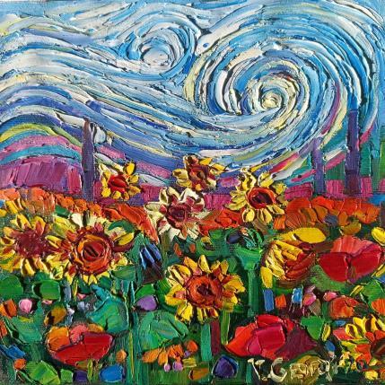 Painting Sunflowers joy by Georgieva Vanya | Painting Figurative Oil Landscapes, Pop icons