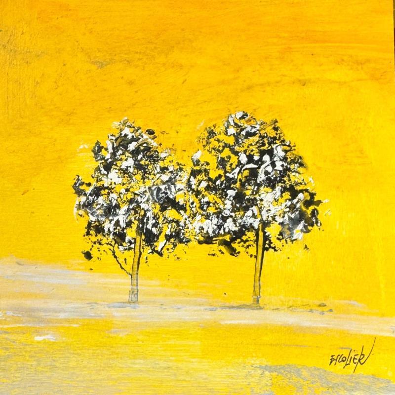 Painting Infini soleil by Escolier Odile | Painting Figurative Acrylic, Cardboard Life style, Minimalist, Nature