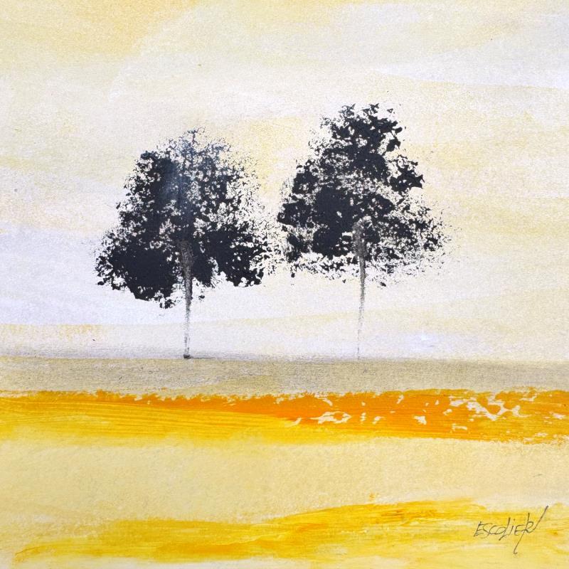 Painting Traversée de lumière by Escolier Odile | Painting Figurative Acrylic Landscapes, Minimalist, Nature, Pop icons