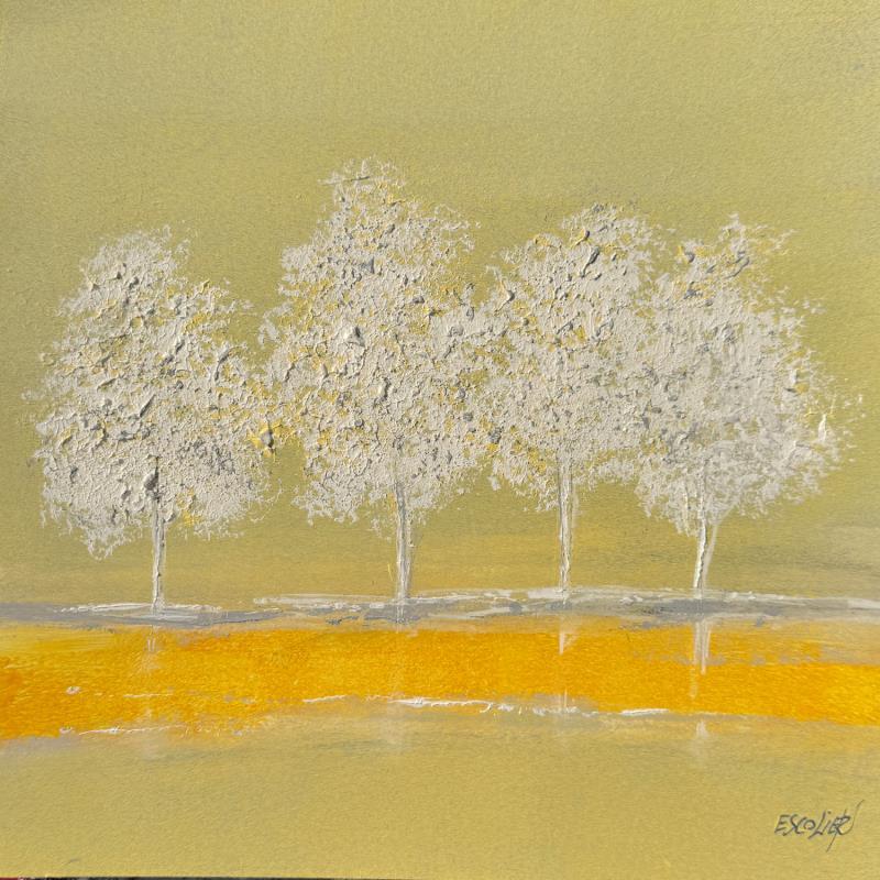 Painting Echappée de lumière by Escolier Odile | Painting Figurative Acrylic Landscapes, Minimalist, Nature