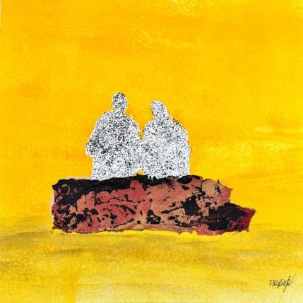 Painting Sur le muret by Escolier Odile | Painting Figurative Acrylic Life style, Minimalist, Nature