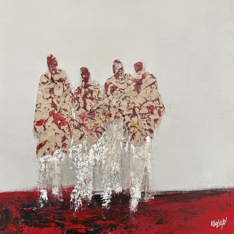 Painting La joie d'être ensemble by Escolier Odile | Painting Figurative Acrylic, Gluing, Paper, Pigments, Sand Life style, Minimalist