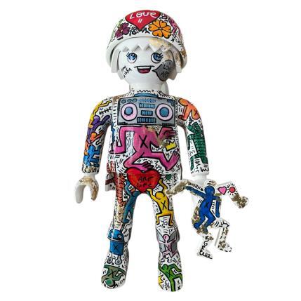 Sculpture PLAYMOBIL XXL KEITH HARING 63cm et son accessoire  by Frany La Chipie | Sculpture Pop-art Graffiti, Posca Pop icons