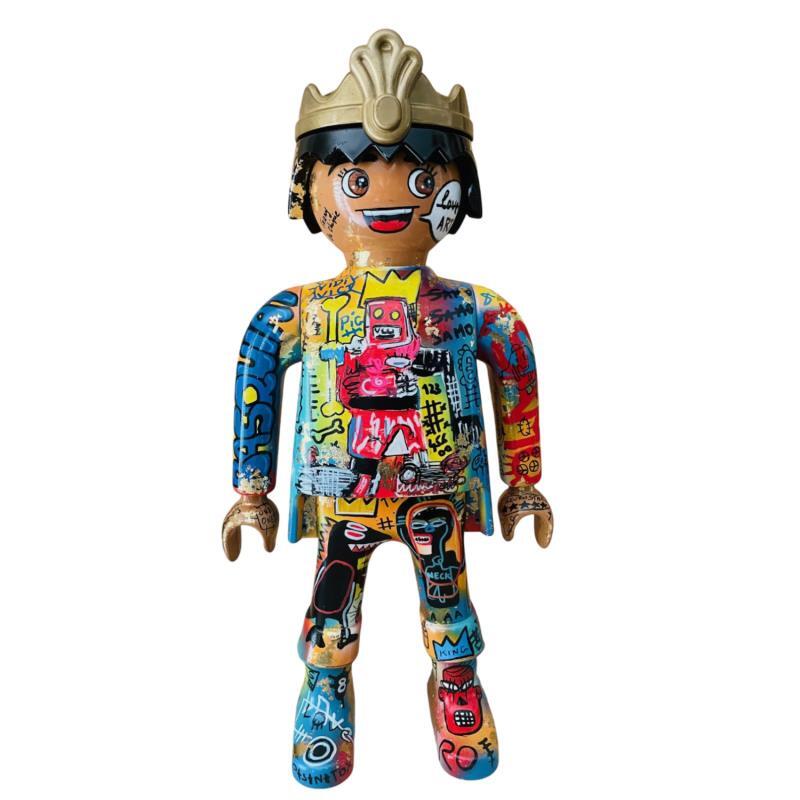 Sculpture PLAYMOBIL XXL JM BASQUIAT 63cm modèle unique by Frany La Chipie | Sculpture Pop-art Graffiti, Posca Pop icons
