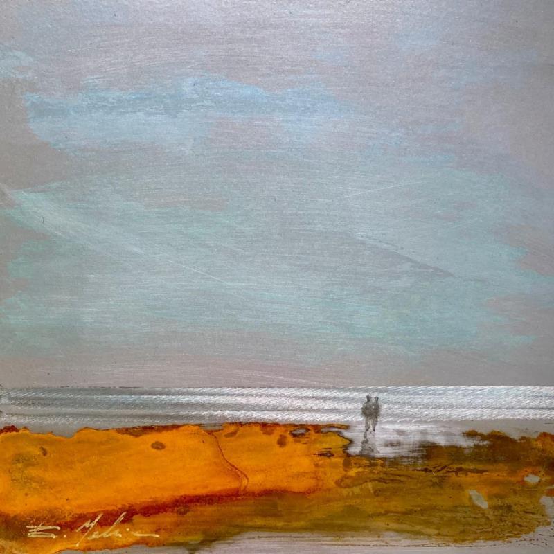 Painting Couple plage du Lido 2 by Mahieu Bertrand | Painting Figurative Landscapes Marine Metal