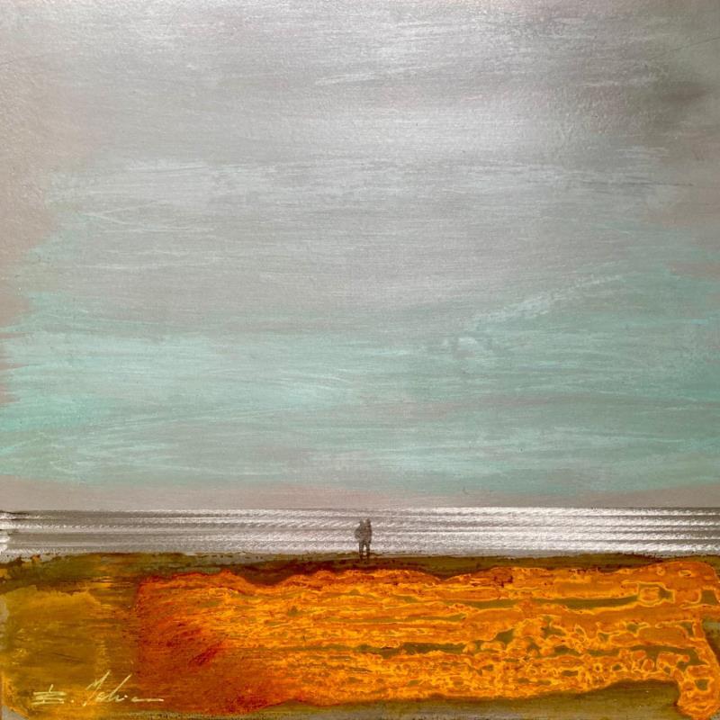 Painting Couple plage des 3 digues 1 by Mahieu Bertrand | Painting Figurative Landscapes Marine Metal