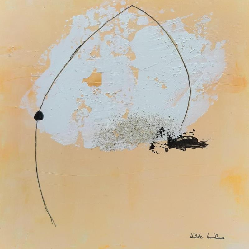 Painting abstract orange  A 143 by Wilms Hilde | Painting Abstract Acrylic, Cardboard, Sand