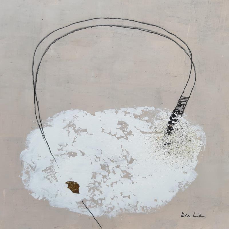 Painting abstract beige B 135 by Wilms Hilde | Painting Abstract Acrylic, Gold leaf, Sand Pop icons