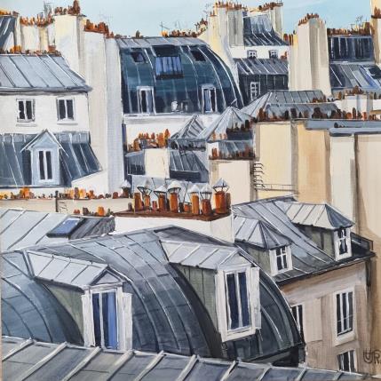 Painting  Roofs and chimneys of Paris by Rasa | Painting Figurative Acrylic Urban