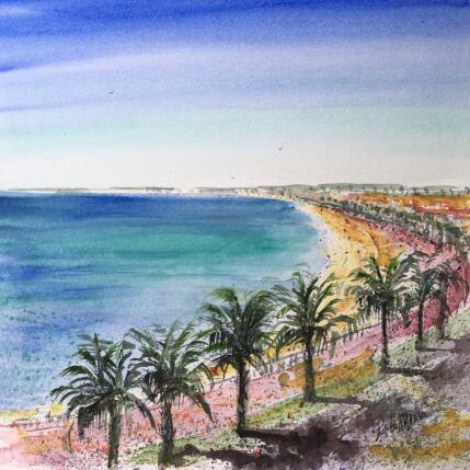 Painting Nice la promenade des anglais  by Hoffmann Elisabeth | Painting Figurative Watercolor Urban
