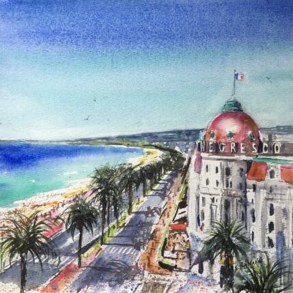 Painting Nice ambiance Negresco  by Hoffmann Elisabeth | Painting Figurative Watercolor Urban