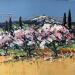 Painting Les cerisiers du Mt. Ventoux by Corbière Liisa | Painting Figurative Landscapes Oil
