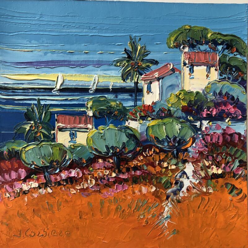 Painting On voit la mer! by Corbière Liisa | Painting Figurative Oil Landscapes, Pop icons