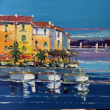 Painting Du bleu et la mer by Corbière Liisa | Painting Figurative Oil Landscapes