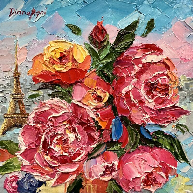 Painting Vibrant Parisian Bouquet by Pigni Diana | Painting Impressionism Oil Landscapes, Still-life, Urban