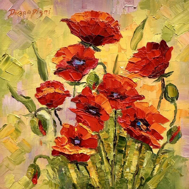 Painting Vibrant Dance of Poppies by Pigni Diana | Painting Impressionism Oil Landscapes, Nature, Pop icons, Still-life