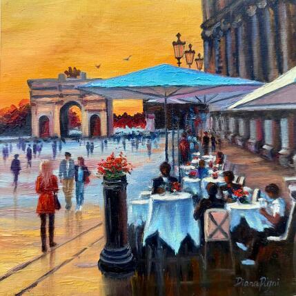Painting A Dinner Outside at Iconic Le Café Marly by Pigni Diana | Painting Impressionism Oil Architecture, Landscapes, Urban