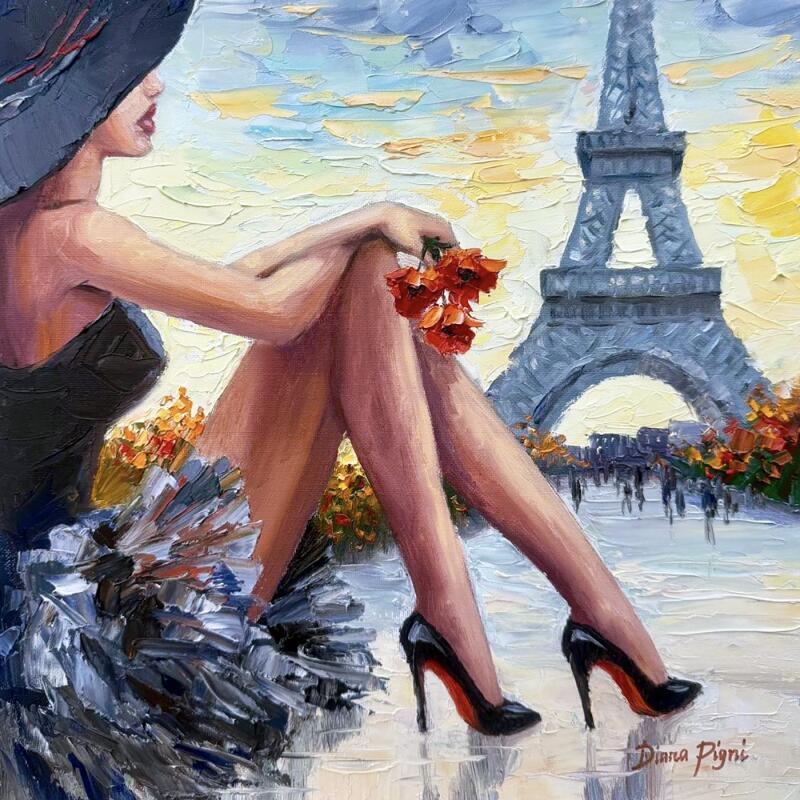 Peinture Parisian Heights par Pigni Diana | Tableau Figuratif Huile Paysages, Scènes de vie, Urbain