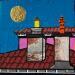 Painting Ciel d'été by Lovisa | Painting Pop-art Urban Acrylic Gluing Posca Gold leaf Upcycling Paper