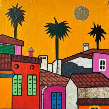 Painting Vague de chaleur by Lovisa | Painting Pop-art Acrylic, Gluing, Paper, Posca, Silver leaf, Textile, Upcycling Pop icons, Urban