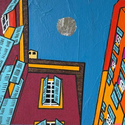 Painting Les volets clos by Lovisa | Painting Pop-art Acrylic, Gluing, Paper, Posca, Silver leaf, Textile, Upcycling Pop icons, Urban