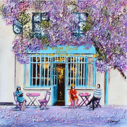 Painting Pause au vieux Paris by Dessapt Elika | Painting Impressionism Acrylic, Sand