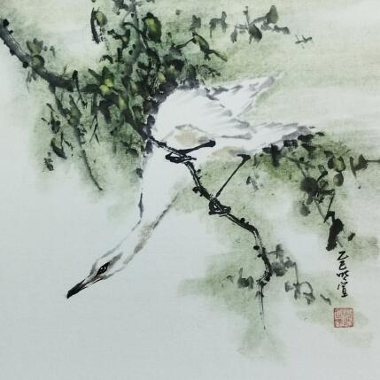 Painting Little egret by Du Mingxuan | Painting Figurative Ink, Watercolor Animals, Pop icons