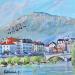 Painting Voyage au dessus de Grenoble by Lallemand Yves | Painting Figurative Urban Acrylic