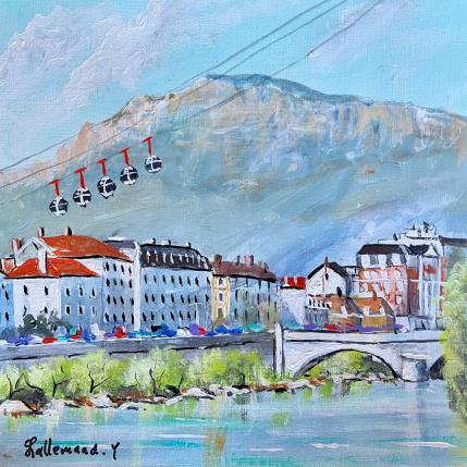 Painting Voyage au dessus de Grenoble by Lallemand Yves | Painting Figurative Acrylic Pop icons, Urban