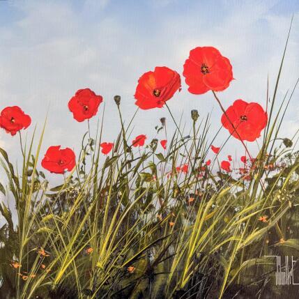 Gemälde Les coquelicots sauvages von Guillet Jerome | Gemälde Figurativ Öl Natur