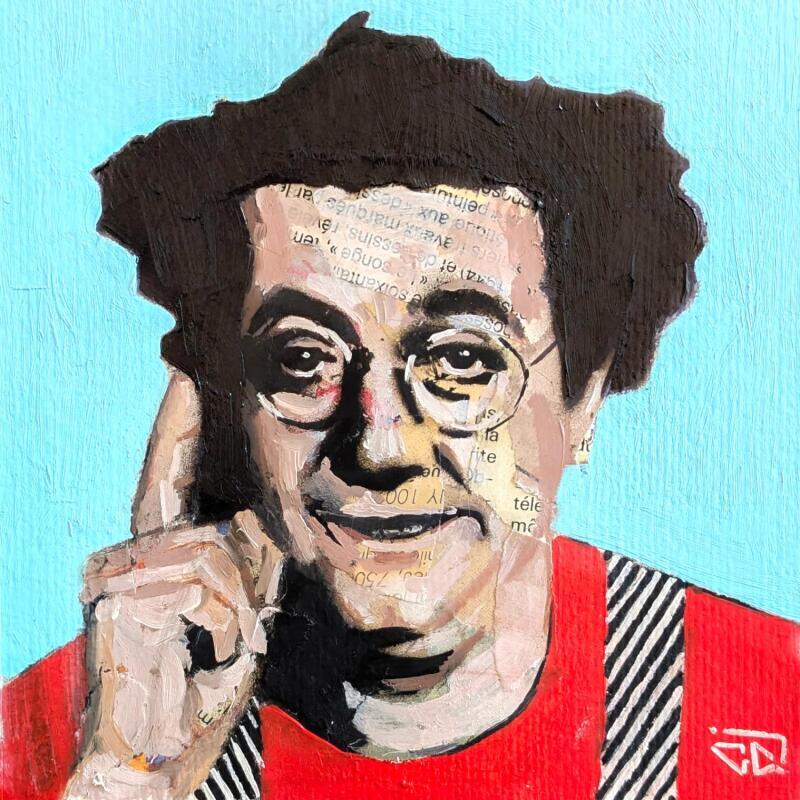 Painting Coluche by G.C.Popartist | Painting Pop-art Gluing, Oil Pop icons, Portrait, Society