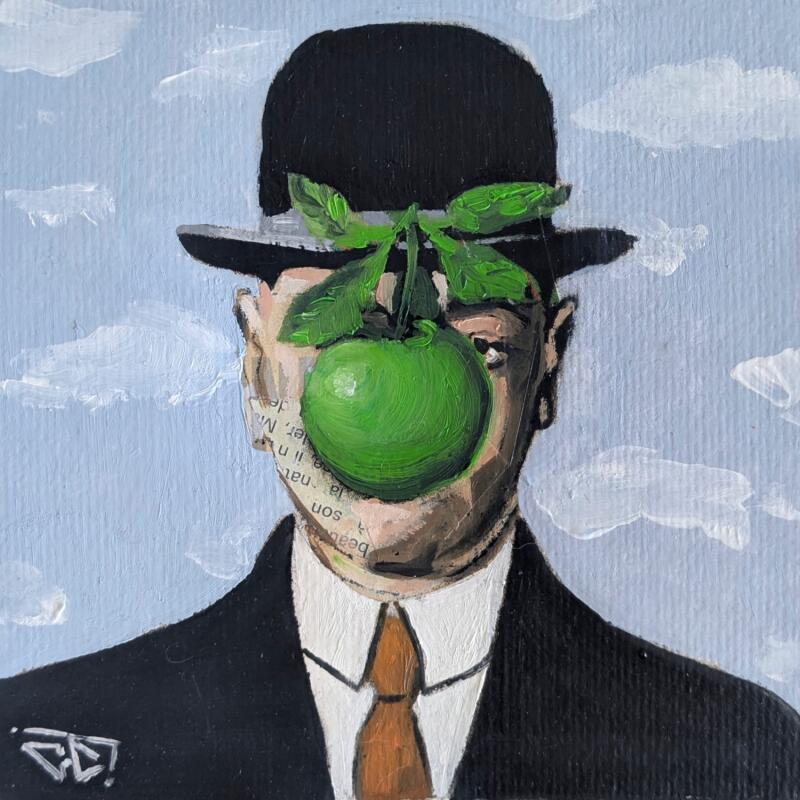 Painting Magritte by G.C.Popartist | Painting Pop-art Gluing, Oil Pop icons