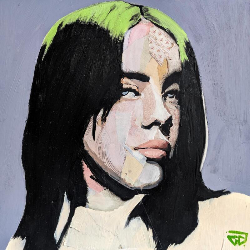 Painting Billie Eilish by G.C.Popartist | Painting Pop-art Gluing, Oil Pop icons