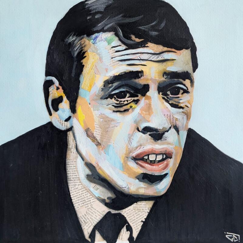 Painting Jacques Brel by G.C.Popartist | Painting Pop-art Gluing, Oil Pop icons