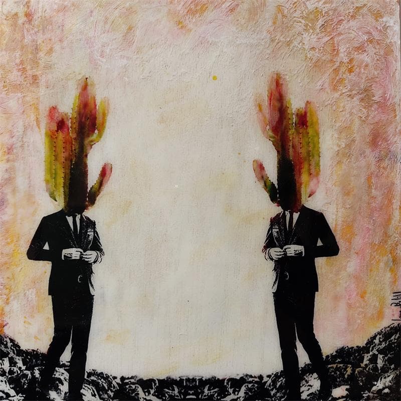 Painting Dos hombres y dos cactus by Bofill Laura | Painting Surrealist Mixed