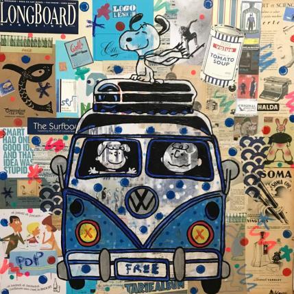 Painting Snoopy van vintage by Kikayou | Painting Pop-art Acrylic, Gluing, Graffiti Pop icons
