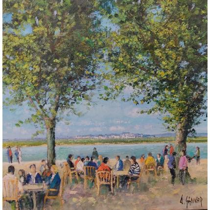Painting La terrasse à St Valery by Sannier Daniel | Painting Impressionism Oil Landscapes