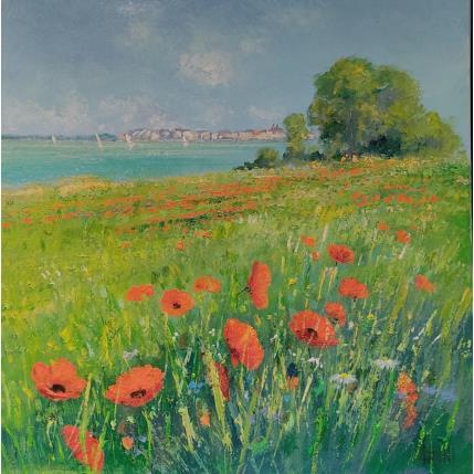 Painting Coquelicots en baie de Somme by Sannier Daniel | Painting Impressionism Oil Landscapes