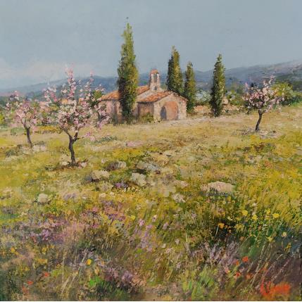 Painting Pommiers en fleurs en Picardie by Sannier Daniel | Painting Impressionism Oil Landscapes