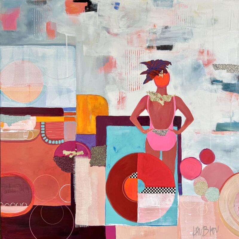 Painting Bulles d'été by Lau Blou | Painting Abstract Acrylic, Gluing, Gold leaf, Pastel