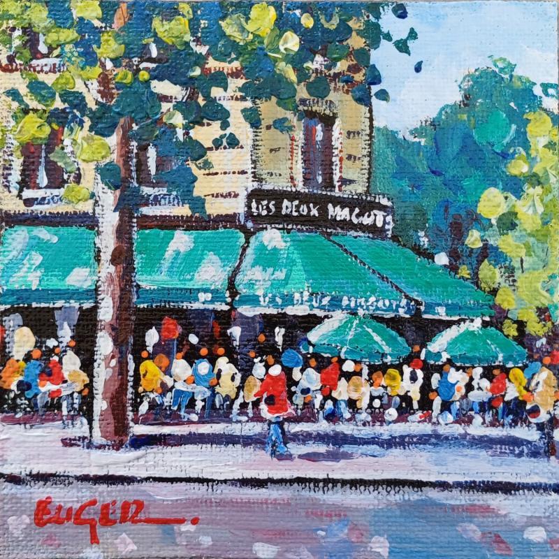 Painting LES DEUX MAGOTS, QUARTIER SAINT GERMAIN by Euger | Painting Figurative Acrylic Life style, Society, Urban